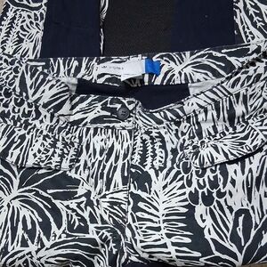 Womans Adidas NavyBlue & White Leaf Print w Velcro Pant adjustable on ankle XS